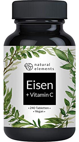 Eisen mit 40mg natürlichem Vitamin C - 240 Tabletten - Premiumrohstoff: Eisenbisglycinat (Eisen-Chelat) - Ohne Magnesiumstearat, vegan