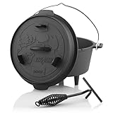 BBQ-Toro Dutch Oven Forest Serie | bereits eingebrannt - preseasoned | Verschiedene Größen | Gusseisen Kochtopf | Bräter mit Deckel (Topf mit Füße, 4,2 Liter (DO45F))