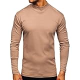 T-Shirt Herren Täglicher Verschleiß All-Match Longsleeve Tops Herren Casual Klassisch Trend Longsleeve T-Shirt Herren Slim Fit Komfortabel Mode Basic T-Shirt Herren H-Light Khaki S