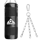 GROOFOO Boxsack Kinder Hochleistungs Oxford Boxsack für Kinder, Jugendliche und Erwachsene, UNGEFÜLLTE Tasche mit Mount Chain Heavy Duty Pouching Bag für Boxtraining MMA Muay Thai (Schwarz, 80*28CM)