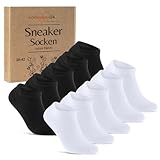 10 Paar Sneaker Socken Herren Damen Baumwolle Komfortbund ohne Naht 70102T WP (Schwarz Weiß 43-46)