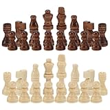 32 Stück Holz Schachfiguren, Tragbares Schachfiguren Brettspiel Set Ohne Schachbrett Reiseschach Chess Set Professionelle Schachfiguren Figuren Holz Schachspiel für Erwachsene Ohne Brett Party Schach