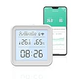 DIFCUL WIFI Thermometer Hygrometer - Mini LCD Digital Thermometer Hygrometer Innen - Unterstützung von Alexa Google-Assistenten-Warnungen Datenspeicherung