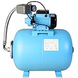 Hauswasserwerk QB 60 - Geräuscharmer Hochdruck - Wasserpumpe (2100l/h, 370W, Förderhöhe 39m) - 50L Druckkessel - Hauswasserautomat mit Druckschalter Manometer - Ideal für Gartenbewässerung 50 Liter