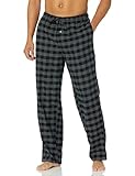 Amazon Essentials Herren Atmungsaktive Flanell-Pyjamahose (Erhältlich In Groß Und Schwer), Grau Schwarz Buffalokaros, M