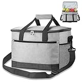Beautyshow Kühltasche, 30L Groß Picknicktasche, Lunchtasche, Isoliertasche Faltbar, auslaufsicher & wasserdicht Thermotasche für Lebensmitteltransport, Grau