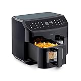 MEDION P20 XXL Heißluftfritteuse mit 2 Kammern (8,7 Liter, 2.600 Watt, Doppelkammer, 9 Automatikprogramme, 2 Schubladen, Sichtfenster, Dualer Airfryer, Dual Cook & Sync-Finish Funktion)