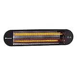 blumfeldt Gold Bar 2000 Swing - Infrarotheizstrahler Terrassenheizstrahler Elektroheizung, automatische, horizontale 60° Oszillation, Leistung: 2000 Watt, 3 Stufen: 800/1200 / 2000 Watt, schwarz