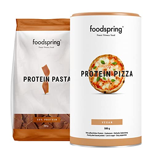 foodspring Lunchpaket, Protein Pizza und Pasta, 750g, Wenig Kohlenhydrate, Viel Protein, Zwei schnelle italienische Klassiker für deine Fitness