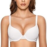 DOBREVA Damen Push Up Bügel BH Soft T Shirt BHS mit Licht Gepolstert Komfort Sexy Weiss 85B