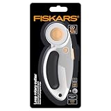 Fiskars Titan-Rollschneider, Rollmesser mit Schlaufengriff, Rechts- und Linkshändig, Klingen-Durchmesser: 45 mm, Orange/Weiß/Grau, 1066047