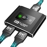 HDMI 2.1 Switch, 8K HDMI Splitter 4k 120hz UHD High Speed 48Gbps HDMI Switcher Bidirektionaler 2 In 1 Out oder 1 In 2 Out, HDMI Verteiler Unterstützt HDCP 2.2 3D HDR für Fire TV Stick UHD TV PS5 Xbox