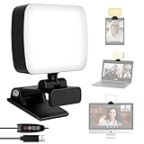 RealPlus Videokonferenz Licht mit Clip&USB-Kabel, 120 LED+3 Lichtfarben+10 Helligkeiten+360°Drehbar Beleuchtung, Streaming Licht, Fotolicht, Webcam-Licht für PC-Monitor/Zoom-Meetings/YouTube/TikTok