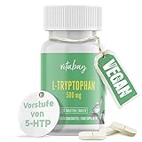Vitabay L-Tryptophan 500 mg | 120 vegane hochdosierte Tabletten | Pflanzlich & vegan | Hohe Bioverfügbarkeit | Laborgeprüft & hergestellt aus hochwertigen Rohstoffen