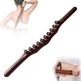 Lymphmassagestab aus Holz, 23 '' Holz Scraping Stick, Holztherapie Massage -Werkzeuge, 20 Perlen Massage Roller Stick, Holzmassage Guasha Roller Lymphdrainage Massaget für Rücken Bauch Schulter
