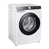 Samsung Waschmaschine, 8 kg, 1400 U/min, Ecobubble, Automatische Waschmittel- und Weichspülerdosierung, Weiß/Schwarz, WW8ET534AATAS2