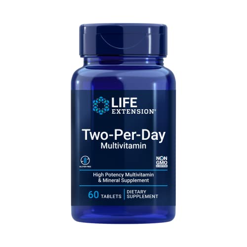 Life Extension Multivitamin Two per day, 60 Tabletten - Laborgeprüft, Glutenfrei, Sojafrei, Ohne Gentechnik Vitaminen, Mineralien und Pflanzenextrakten