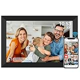 FRAMEO Digitaler Bilderrahmen, WiFi 10,1 Zoll, 1280x800 IPS LCD Touchscreen, Eingebauter 32GB Speicher Auto-Rotat, Teilen Sie Momente sofort über Frameo App von überall, Schwarz