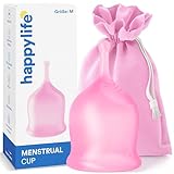 Happylife Menstruationstasse - 20 ml Fassungsvermögen - 67mm Länge - Menstrual Cup - ergonomischer Griff - medizinisches Silikon weiches Material - menstrual disc - Rosa