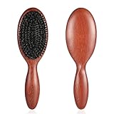 BESTOOL Haarbürste mit 100% Wildschweinborste, Naturborsten Bürste für dünnes, feines Haare, steife Borsten, Sleek Bun Bürste Haarbürste, Reduziert Haarbruch und Frizz