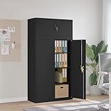 Aktenschrank, Büroschrank Aktenschränke Stahlschrank Metallschrank Büroschrank abschließbar Schließfachschrank Fächerschrank Geeignet für Büro Schulen Archiven Schwarz 90x40x180 cm Stahl
