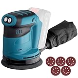 AMTOVL Exzenterschleifer Schleifmaschine Schleifgerät 3 Leistungsstufe mit 5PCS 125mm Schleifpapier Schleifer zum Schleifen Wachsen Polieren von Holz Metall (ohne Akku)