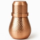 2activelife Wasserkaraffe aus gehämmertem Kupfer für den Nachttisch, polierter Krug mit Deckel, reine Kupferflasche für Trinkwasser, Ayurveda-Heilvorteile, robustes Gefäß (H 19,1 x B 10,8 cm)