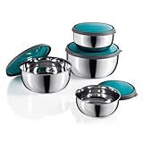 GOURMETmaxx Edelstahl-Schüsseln 4er Set mit Deckel | Geeignet für Spülmaschine & Gefrierschrank | Ideal als Vorrats - & Frischhaltedose | Ineinander stapelbar | Größen von 450ml bis 1600ml