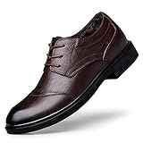 Kleiderschuhe für Männer schnüren rund gebrannte Zehenschuh Schuhe Leder Nicht schlupfhaltiges Gummi -Sohle Low Top Business