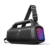 soundcore Boom 2 Plus Outdoor Lautsprecher, 140W, 2+2 Channel, BassUp 2.0, 20h, Schnellladung, IPX7 wasserdicht, RGB Lichter, USB-C, Power Bank, BT 5.3, tragbarer Bluetooth Lautsprecher, Camping