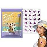 Anloximt Erinnerung an Sonnenschutzpflaster, UV-Pflaster für Sonnenschutz | 24 Count SPF Sensing UV-Aufkleber | 5er-Pack Sonnenschutz-Erinnerungsaufkleber, Sonnenpflaster zur Vorbeugung von