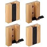 JSVER Kleiderhaken 4 stück Bambus Haken Garderobenhaken Wand Moderne Garderobenleiste Holz Faltbarer für Jacken, Mäntel, Schals, Handtaschen und Mehr, Holz