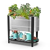 Permasteel Hochbeet Outdoor mit EnGrow™ TrueSoil™ Technologie, Pflanzkasten aus Metall mit Beinen und Bodenregal für Gemüse, Blumen, Kräuter, ideal für Hinterhof, Terrasse, Balkon