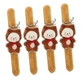 Toyvian 4 Stück Slap-Armbandband Weihnachts-Slap-Armbänder Plüsch-Tier-Slap-Armbänder Schlagbänder kinder mitgebsel kindergeburtstag plush toy süßes Slap- Kinder Armband Stoff