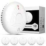 DAYTECH Rauchmelder 10 Jahre Batterie – 5 Stück TÜV-zertifizierte Rauchwarnmelder mit 85 dB Alarm & Test/Stummschaltknopf – Für Schlafzimmer, Küche, Kinderzimmer(Weiß-5er)