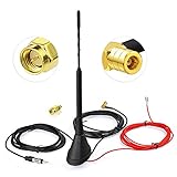 Eightwood Aktive DAB/DAB+ Antenne Auto Digital Radio FM/AM Kombi Dachantenne Autoantenne mit Verstärker with SMB/SMA Stecker DIN Adapter Auto Radio Fahrzeug Splitter Amplifier 5M