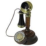 Opis 1921 Cable - Modell C - Altes Telefon mit Wählscheibe/Festnetztelefon Retro/Antike Deko/Drehscheiben aus Holz mit Metallklingel
