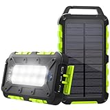 Solar Powerbank 26800mAh, PD 15W Tragbares Solarladegerät USB C Outdoor Wasserdichtes Externer Akku mit LED-Licht und 3 Ausgängen für Smartphones, Tablets, Outdoor Camping und mehr