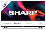 SHARP 55GL4260E Google TV 139 cm (55 Zoll) 4K Ultra HD Google TV (Smart TV ohne Rahmen, Dolby Atmos, Dolby Vision, HDMI 2.1 mit eARC)