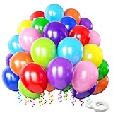 Luftballons Geburtstag [100 Stück],10 Farben Helium Luftballons Bunt 30cm(12 Zoll) Farbige Latex Ballons für Kindergeburtstag Hochzeit Luftballons Girlande Einschulung Baby-Dusche Party