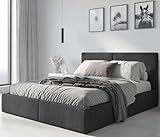 Interbeds Polsterbett Bett Doppelbett mit Stauraum mit Lattenrost Bettkasten Boxspringbett hydrophob gepolsterter Bettrahmen (anthrazit, 120x200)