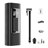 Asudaro Elektrischer Kompressor Luftpumpe 6000 mAh, Kabellose Auto Reifenpumpe 150 PSI Tragbarer Luftkompressor Mini Fahrradpumpe mit Digital LCD für Autos, Fahrräder, Motorräder Schwarz