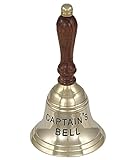 Handglocke Tischglocke Glocke Messing poliert Holzgriff 17cm Captain`s Bell