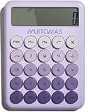 Muitomas, Taschenrechner mit großem Display mit 12 Stellen, tragbar, Stromversorgung mit AAA-Batterie, Farbe Violett
