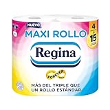 Regina Maxi-Rolle – 4 Rollen Toilettenpapier, 500 Blatt mit 2 Schichten pro Rolle, mehr als dreimal als eine Standardrolle, 60% recyceltes Kunststoffverpackung, 100% FSC-zertifiziertes Papier