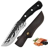 Fubinaty Kochmesser Handgefertigte geschmiedete Küchenmesser Full Tang High Carbon Steel Home und Outdoor-Kochmesser mit Scheide BBQ Messer zum Schneiden von Fleisch Gemüse Obst