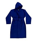 Bademantel Waffelpique Herren Damen ZUCCHI SOLOTUO mit Kapuze Größe XXL 58/60 blau reine Baumwolle