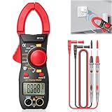 Stromzange, 6000 Counts Strommesszange 500A AC/DC, Maximale Öffnung 30 mm Zangenamperemeter, Strommessgerät Zangenmultimeter Misst Spannung Kapazität Durchgang