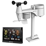 Bresser WLAN Wetterstation Profi-WSC mit 7-in-1-Sensor, Farbdisplay schwarz, Alarmfunktion, für Wettervorhersage, Temperatur- & Niederschlagsmessung