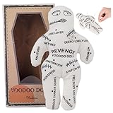 Voodoo Dolls 8, 5x5, 1 '' White Polyester Baumwolle Scary Puppe mit unruhigen Drucken gruselige Puppe Rache Negative Horrorpuppen für emotionale Freisetzung Halloween Decor